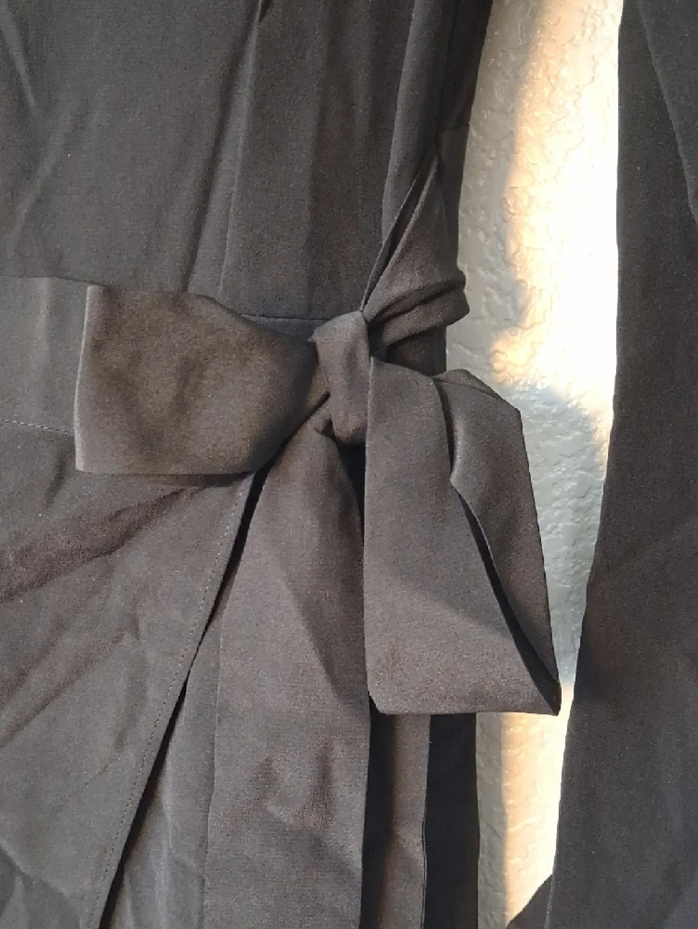 Classic Black Long-Sleeve Wrap Dress with Tie Waist - Picture 6 of 6